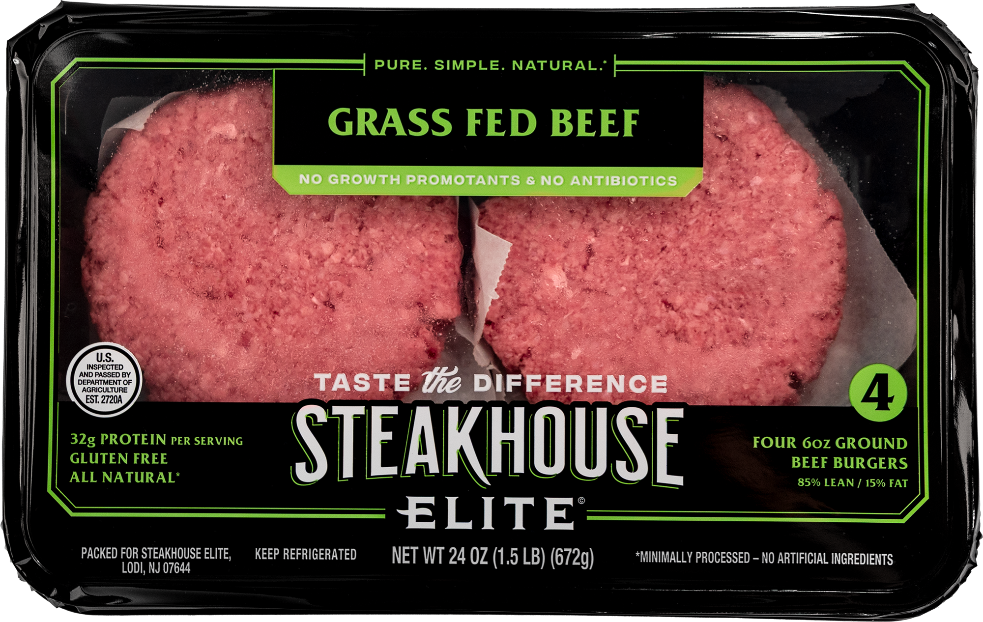 Product: Steakhouse Elite Grass Fed Ground Beef Burgers