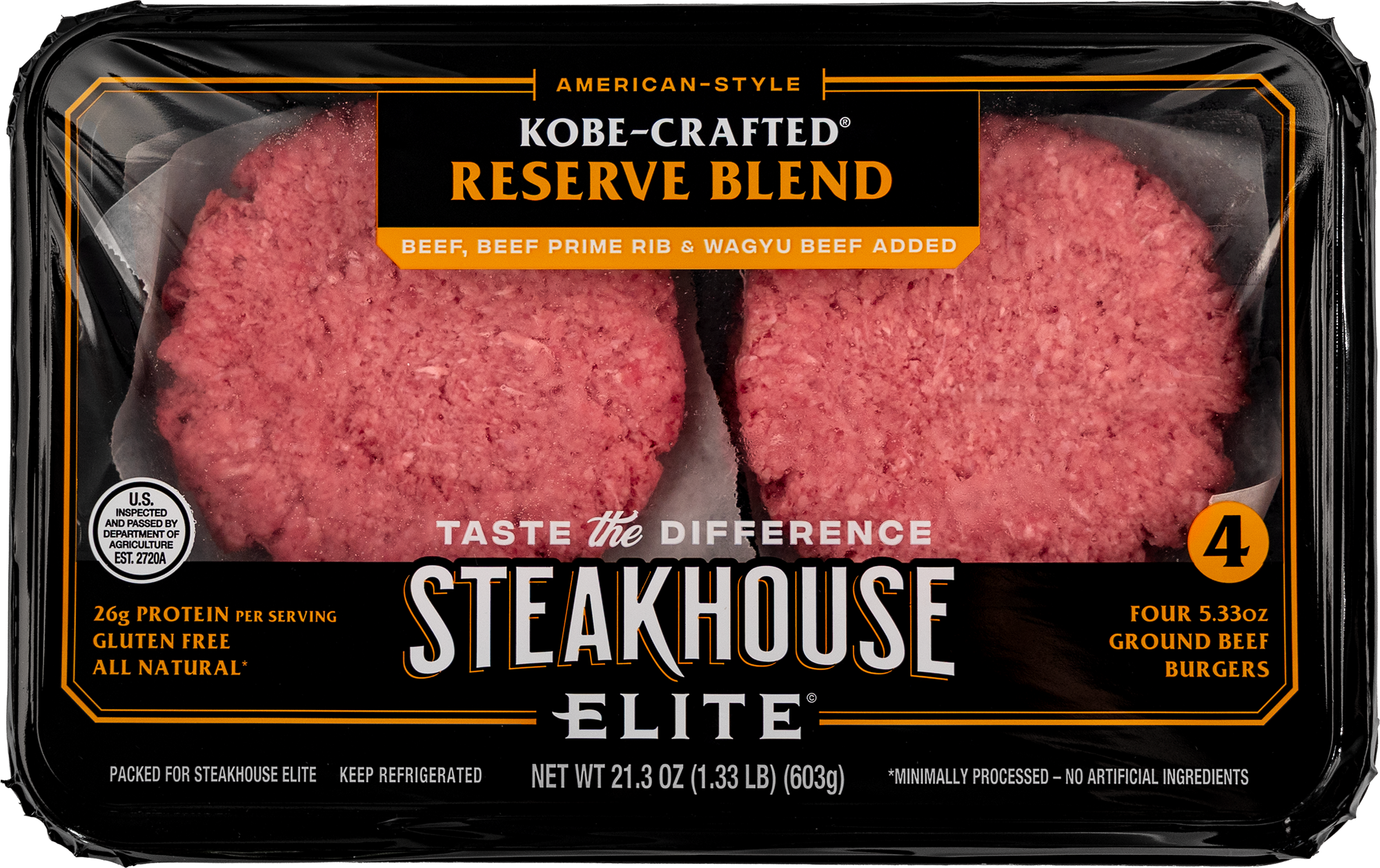 Product: Steakhouse Elite Reserve Blend Prime Rib Wagyu Ground Beef Burgers